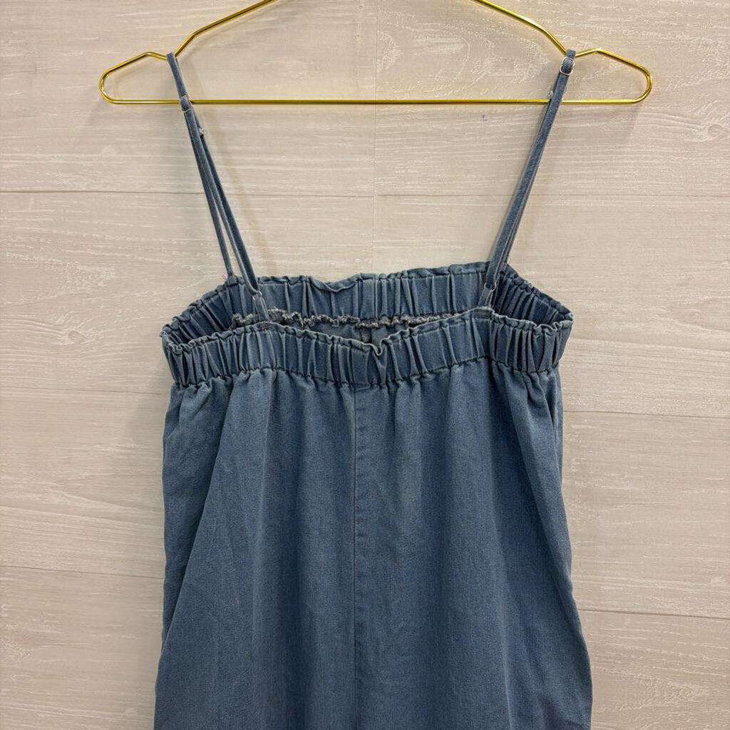Blue Chambray Wide Leg Jumpsuit Small