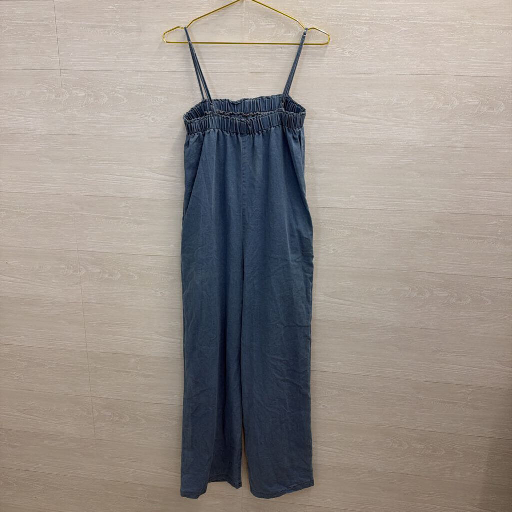 Blue Chambray Wide Leg Jumpsuit Small