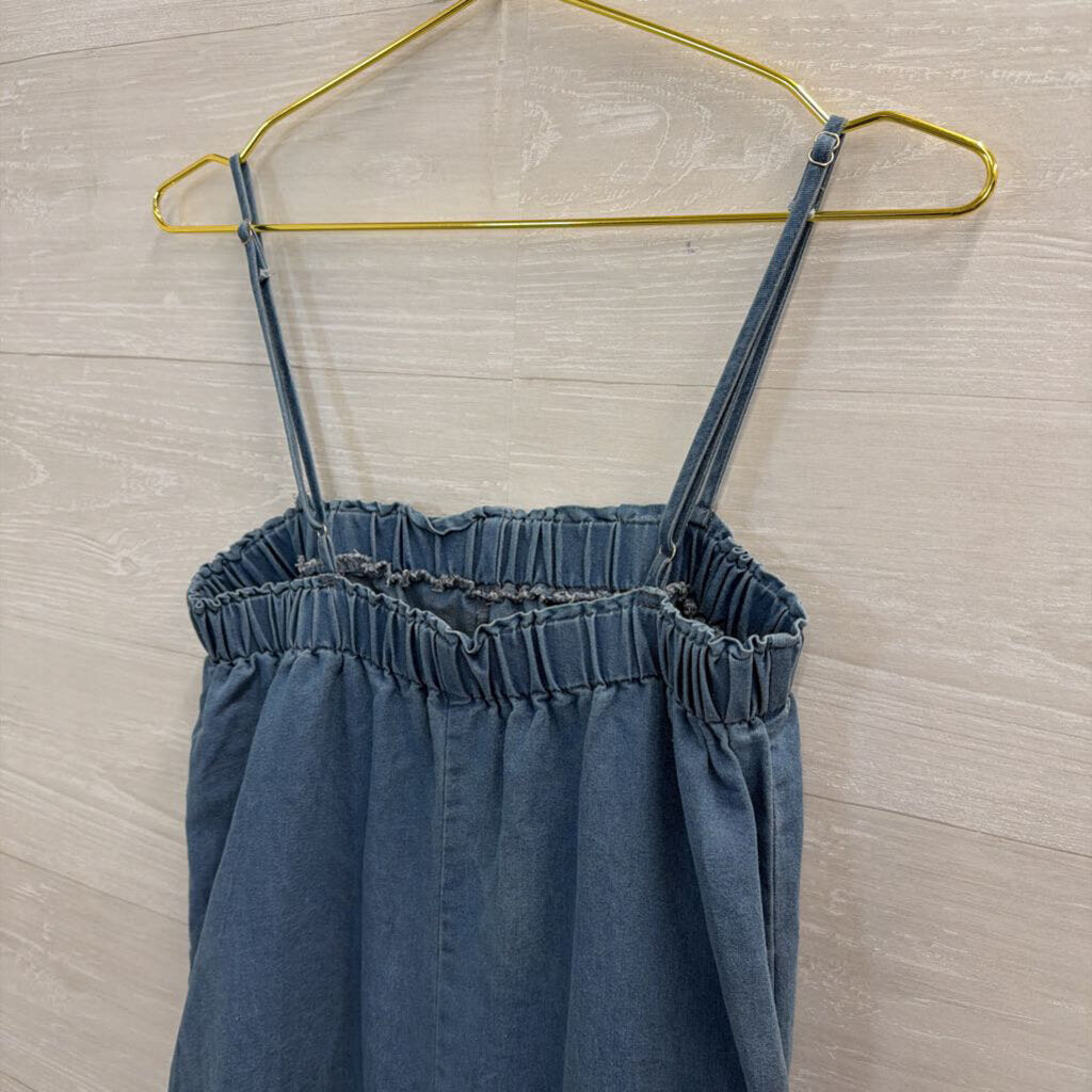 Blue Chambray Wide Leg Jumpsuit Small