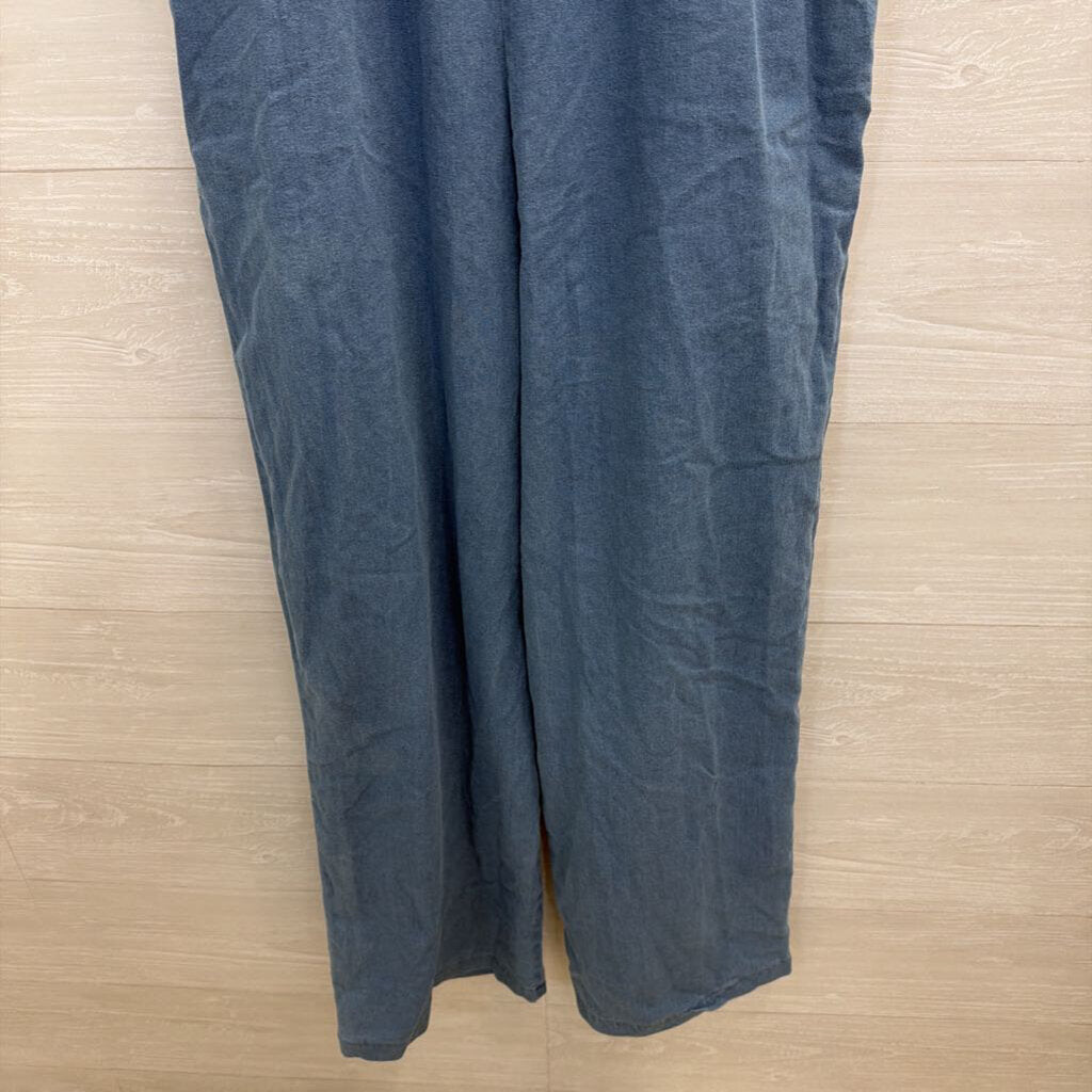 Blue Chambray Wide Leg Jumpsuit Small