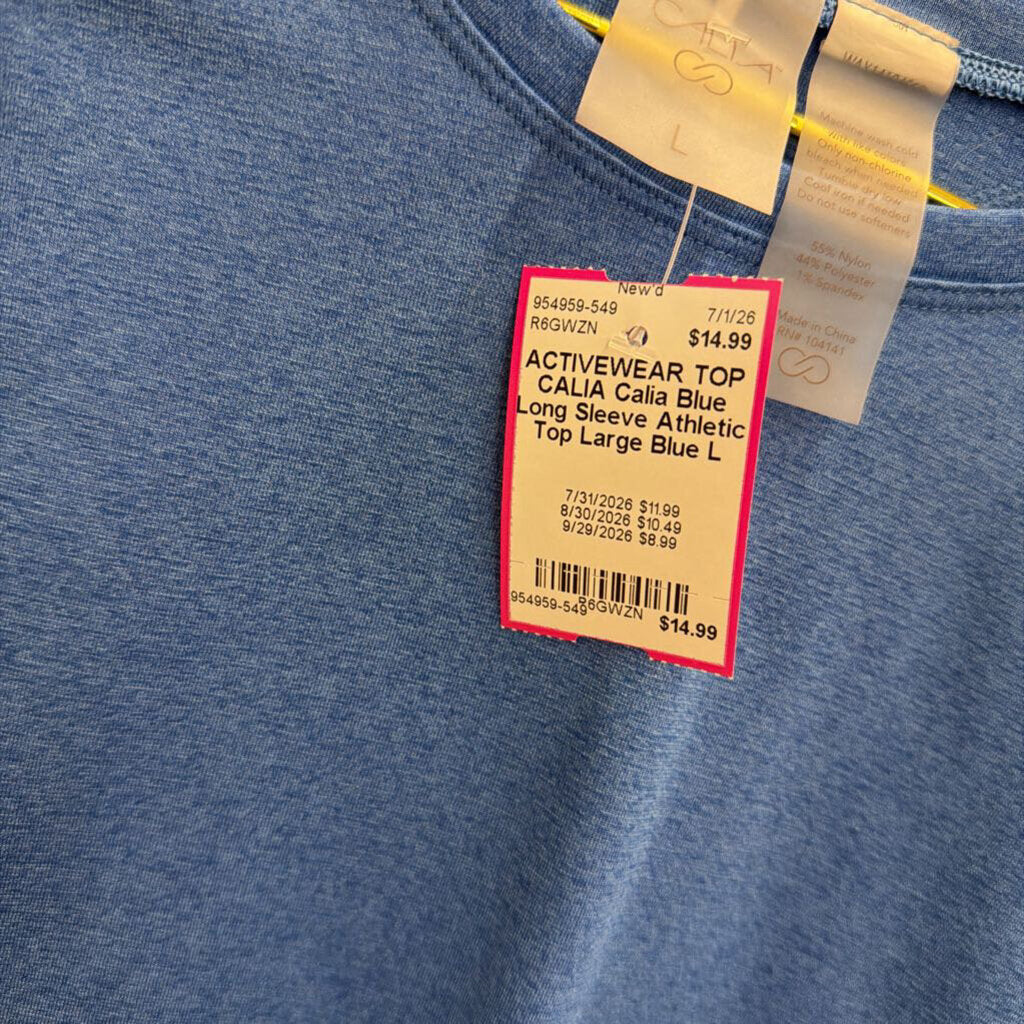 Calia Blue Long Sleeve Athletic Top Large
