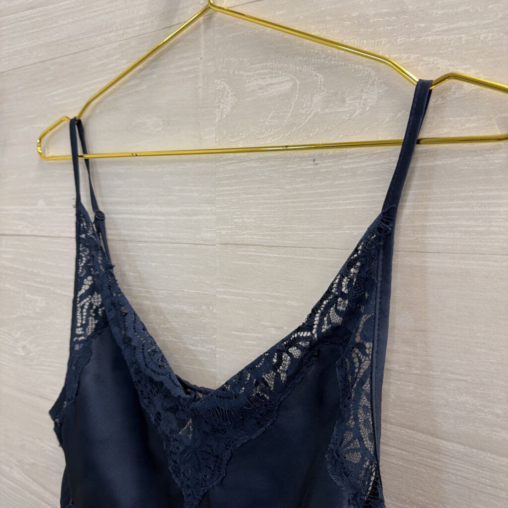 Free People Midnight Blue Silky Lace Cropped Cami Large