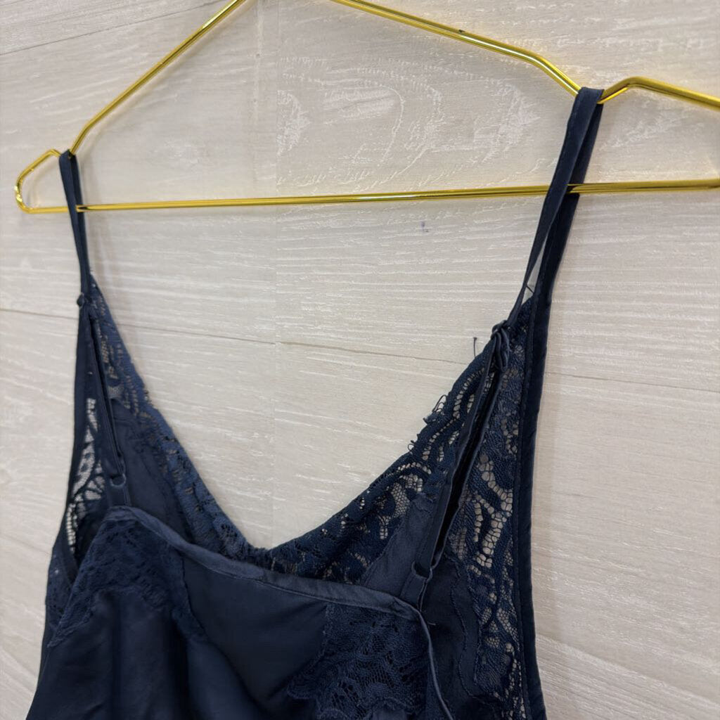 Free People Midnight Blue Silky Lace Cropped Cami Large