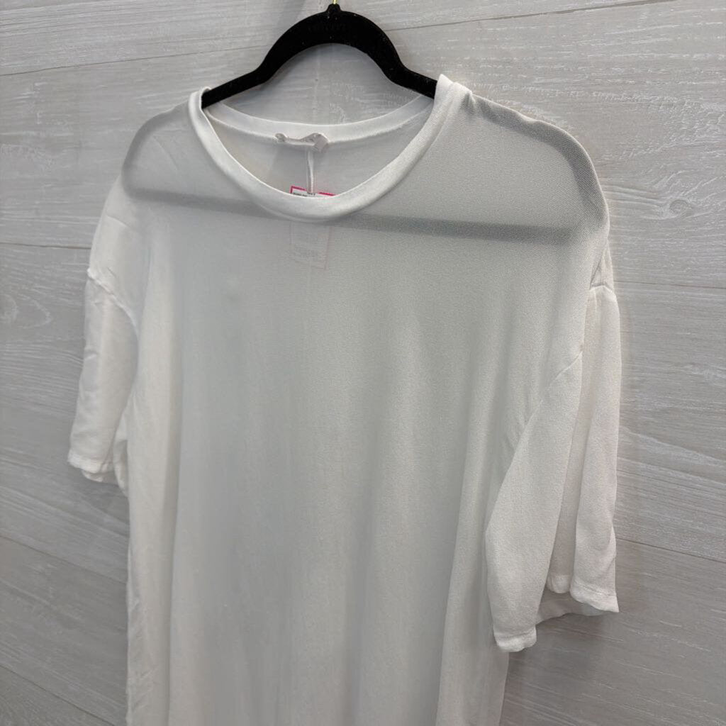 Lacausa White Sheer Short Sleeve Top Small