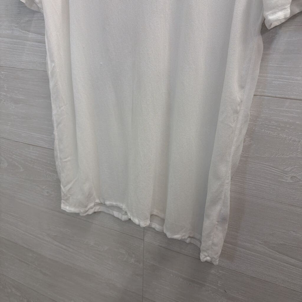 Lacausa White Sheer Short Sleeve Top Small
