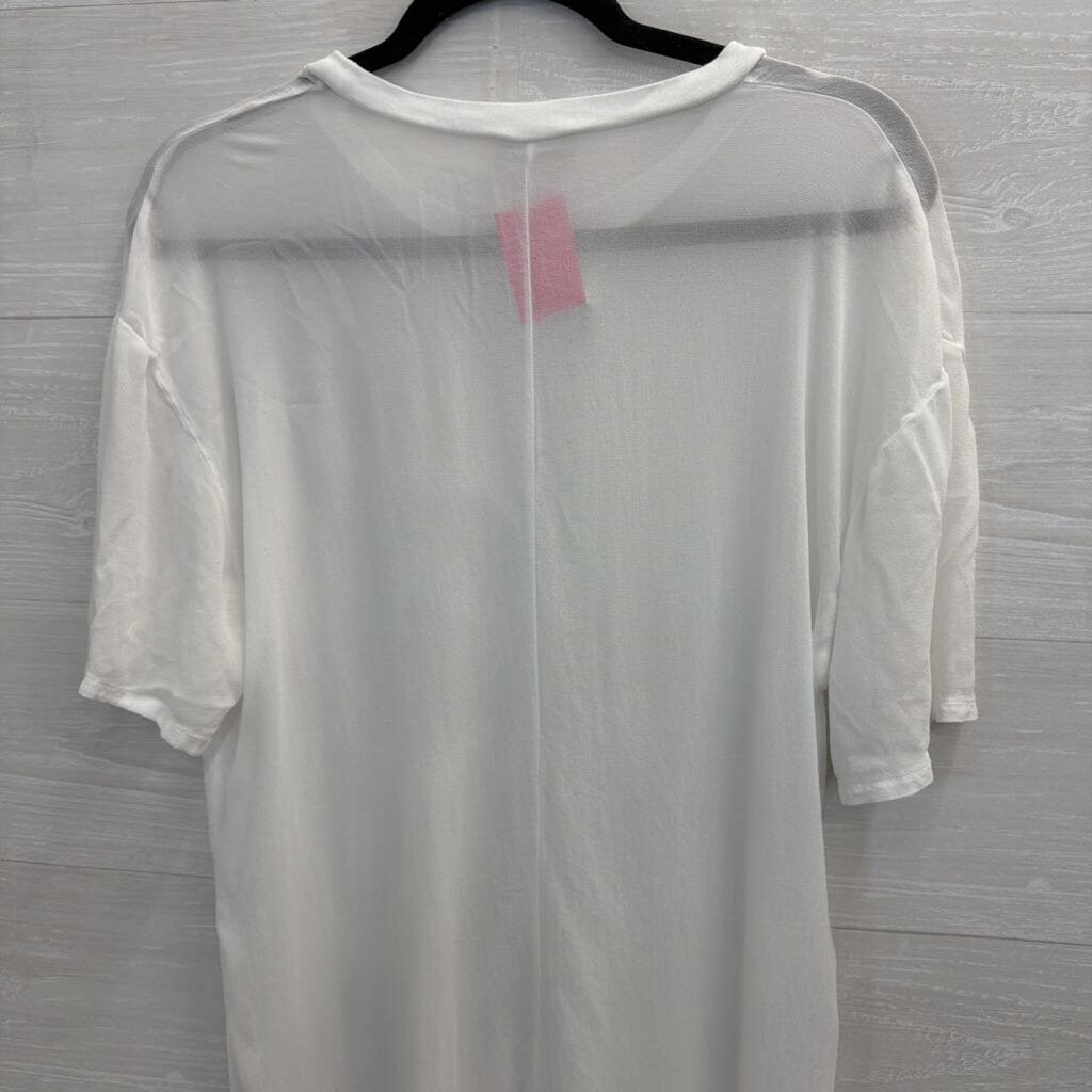 Lacausa White Sheer Short Sleeve Top Small