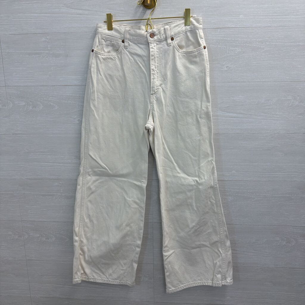 Wrangler White Denim High Rise Wide Leg Jeans 28