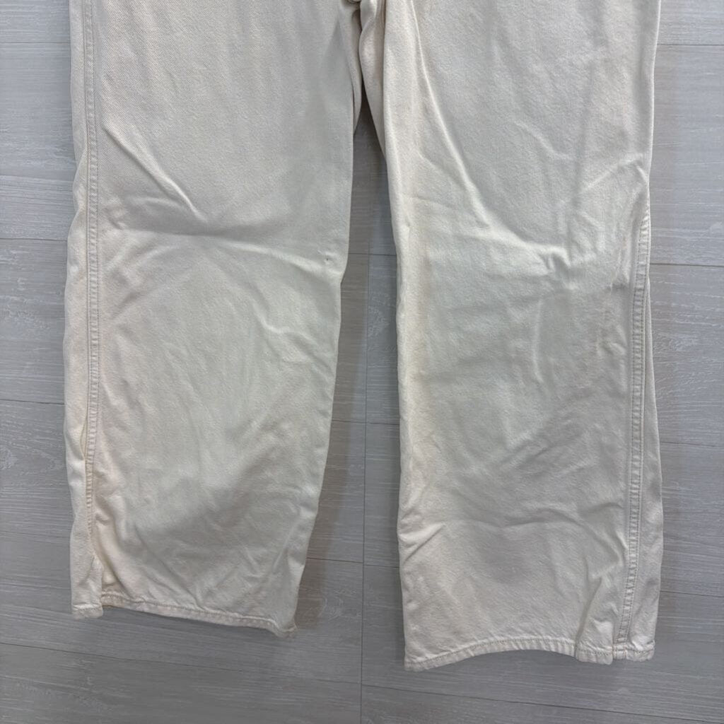Wrangler White Denim High Rise Wide Leg Jeans 28