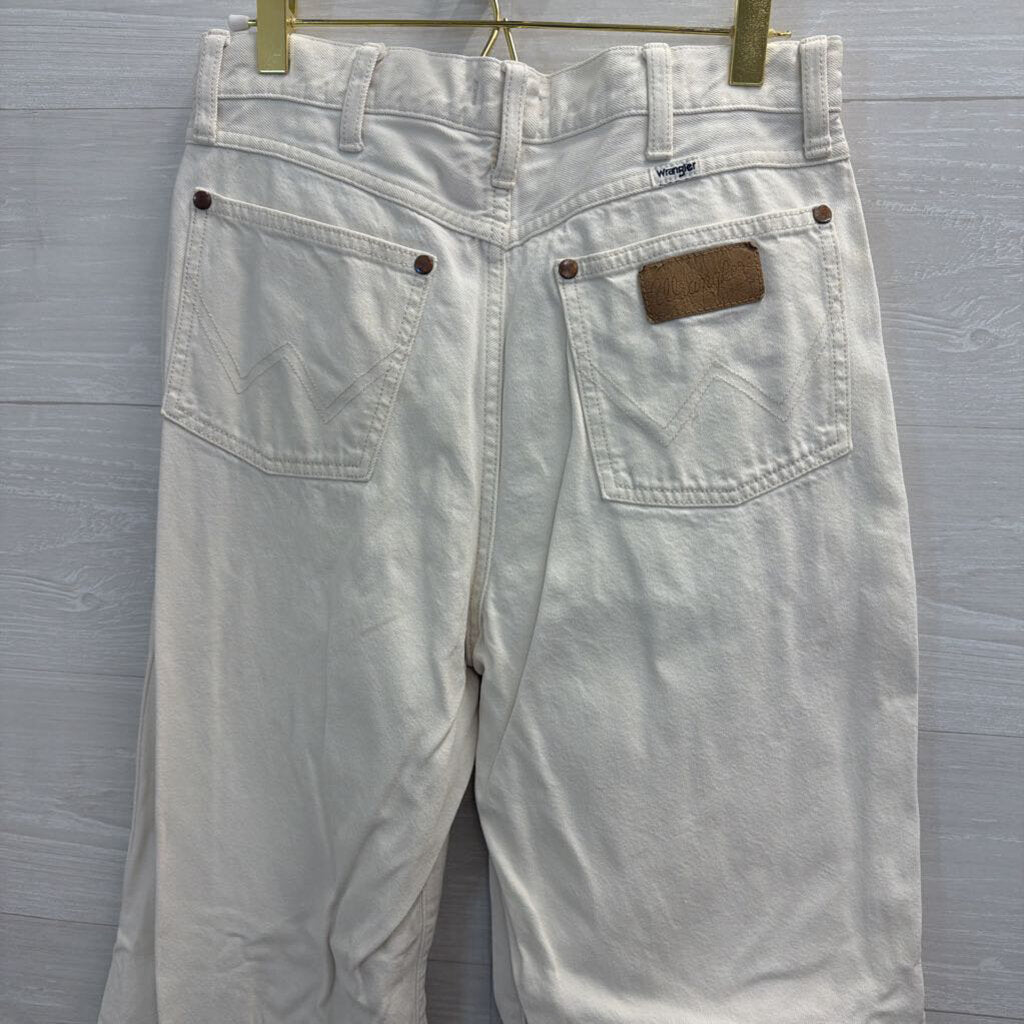 Wrangler White Denim High Rise Wide Leg Jeans 28