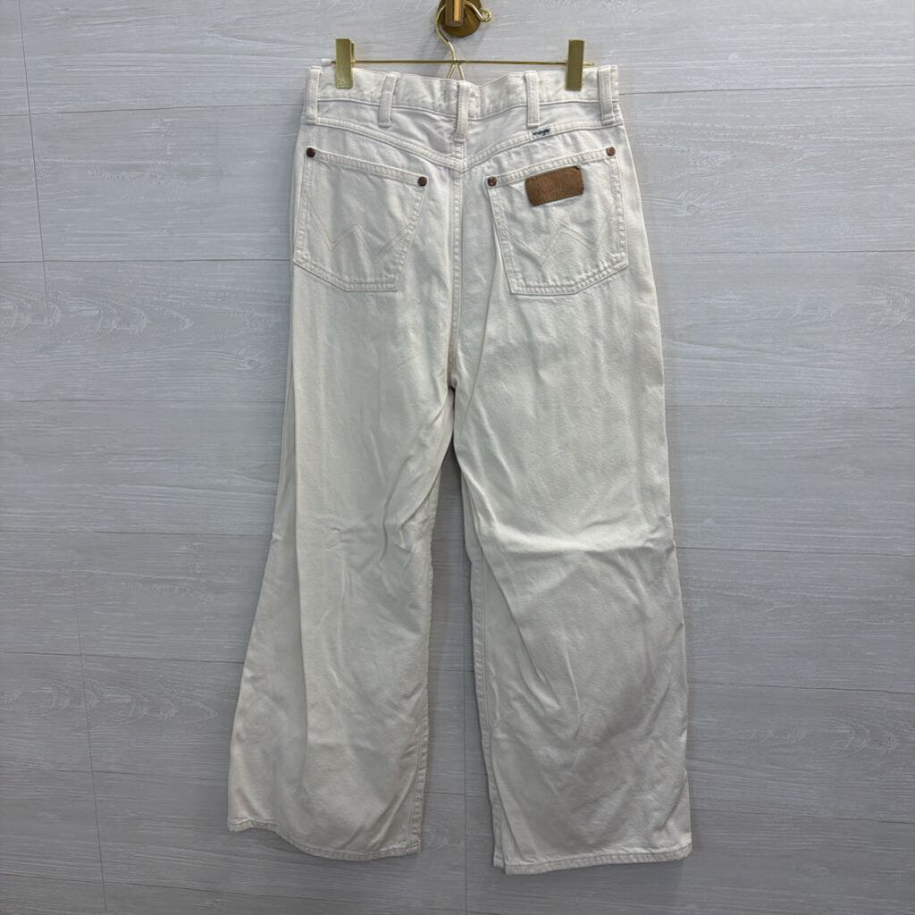 Wrangler White Denim High Rise Wide Leg Jeans 28