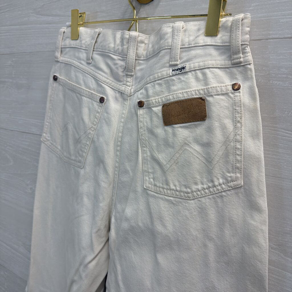 Wrangler White Denim High Rise Wide Leg Jeans 28