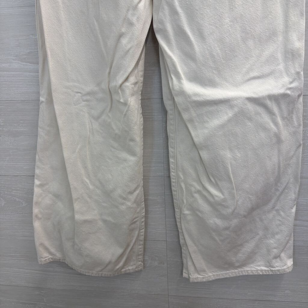 Wrangler White Denim High Rise Wide Leg Jeans 28