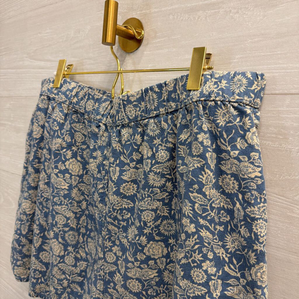 Blue/ Beige Print High Waisted Shorts Large