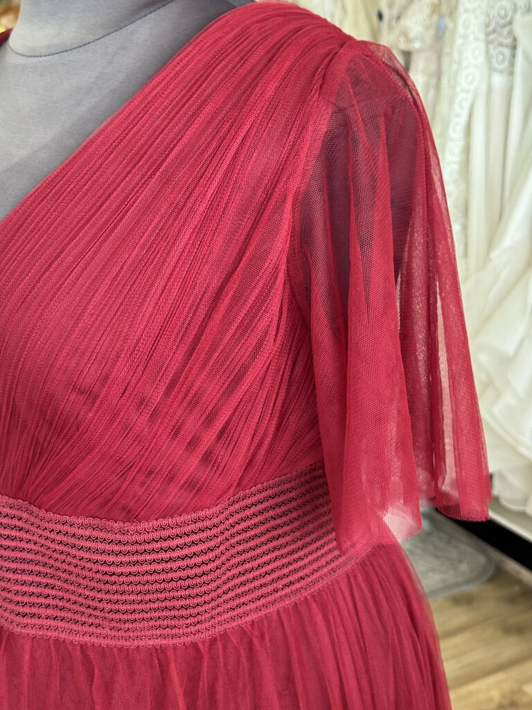 Ever Pretty Burgundy Tulle Short Flutter Sleeve Long Formal Dress 26