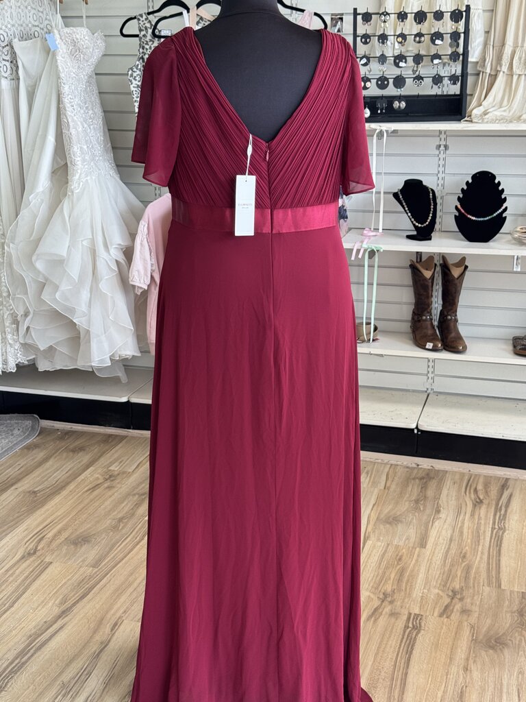Ever Pretty Burgundy Short Sleeve Long Formal Dress 26