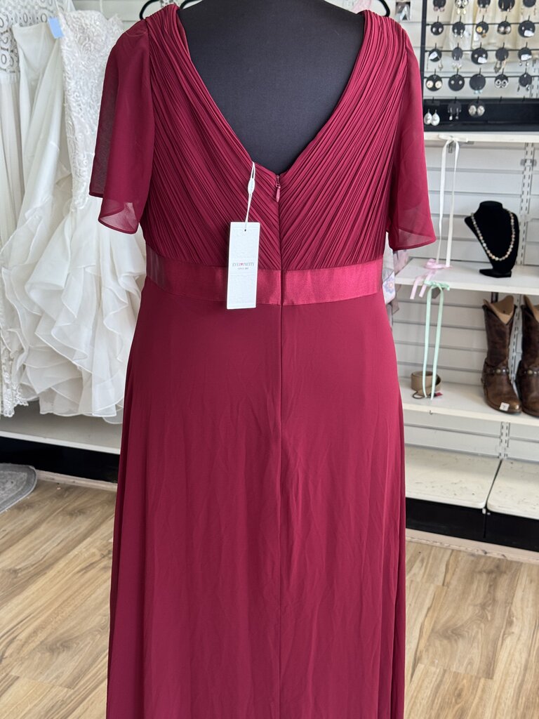 Ever Pretty Burgundy Short Sleeve Long Formal Dress 26