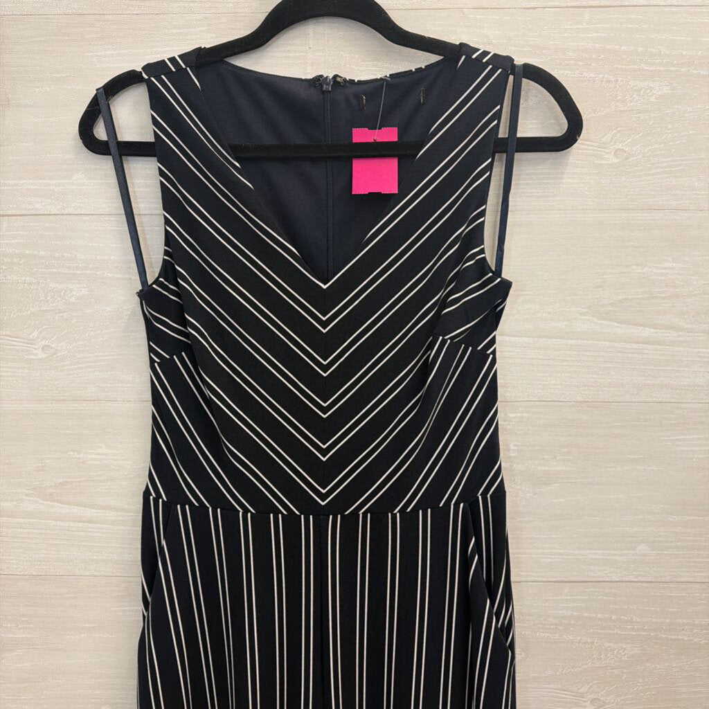 Navy/ White Striped Sleeveless Jumpsuit 0