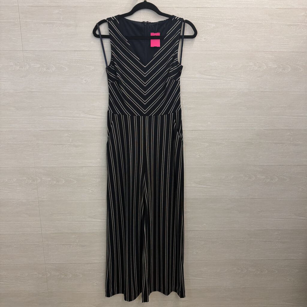 Navy/ White Striped Sleeveless Jumpsuit 0