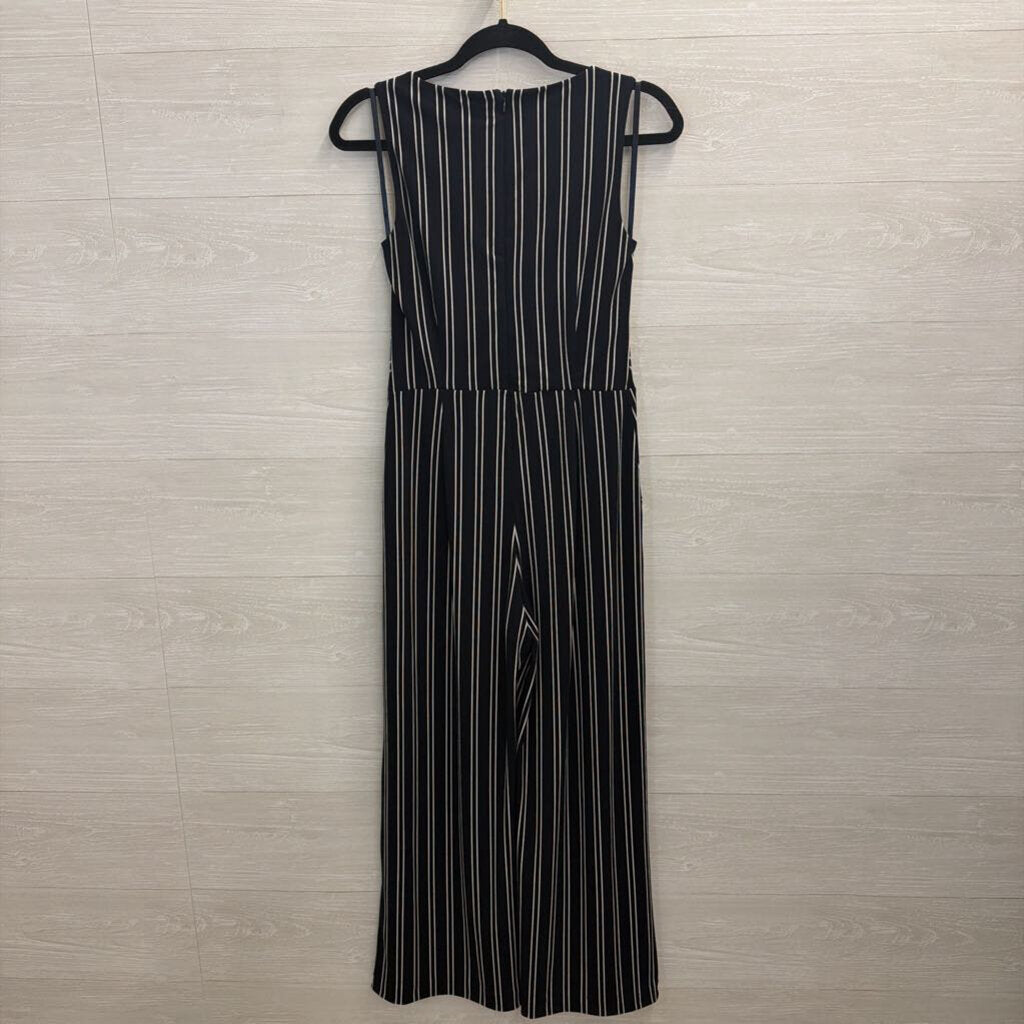 Navy/ White Striped Sleeveless Jumpsuit 0