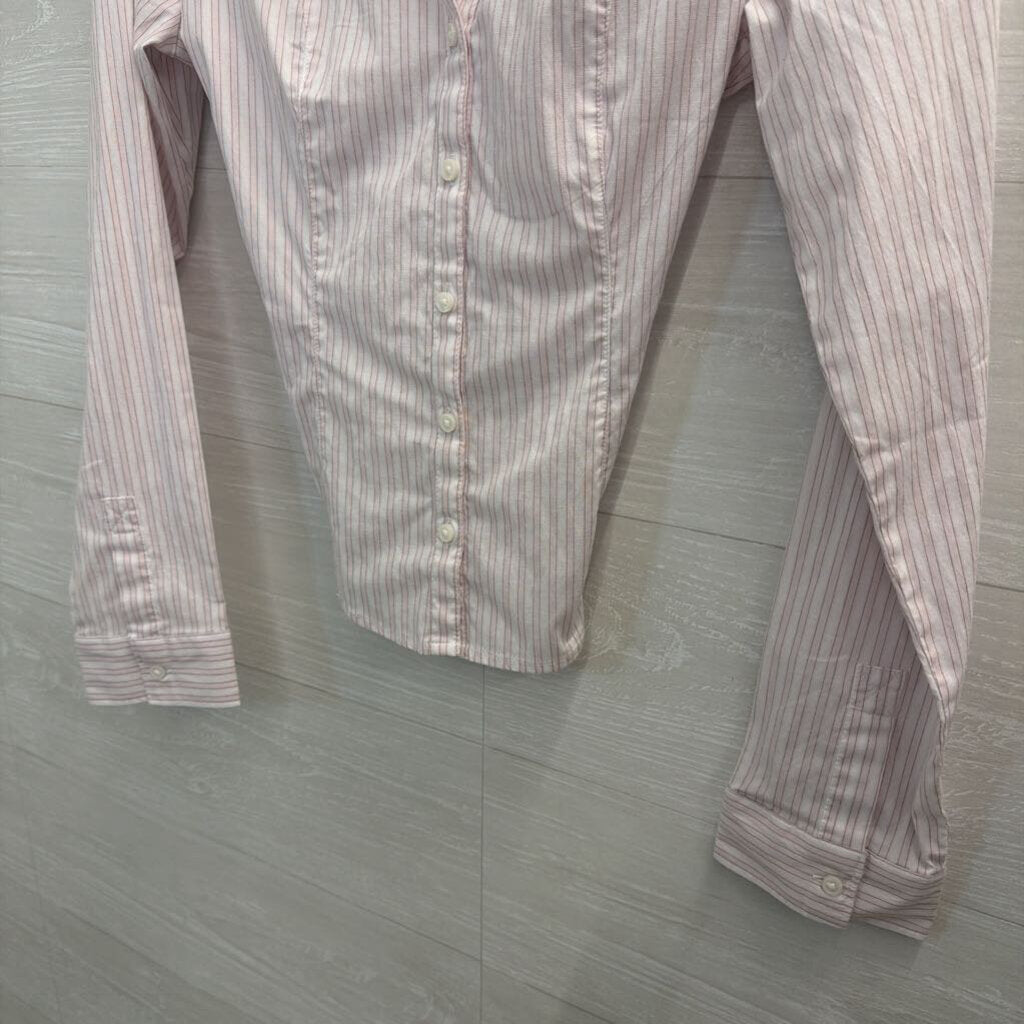 Hollister Pink Striped Long Sleeve Button Down Top Medium