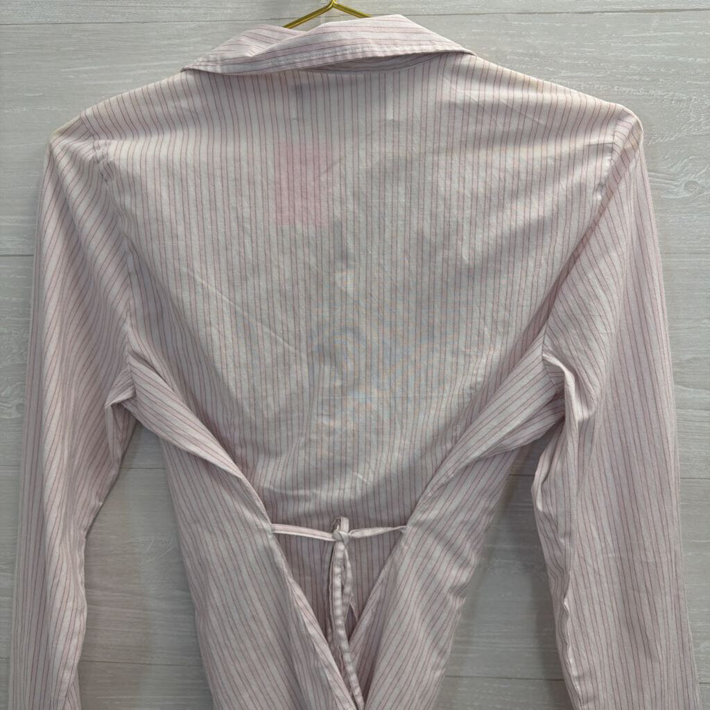 Hollister Pink Striped Long Sleeve Button Down Top Medium