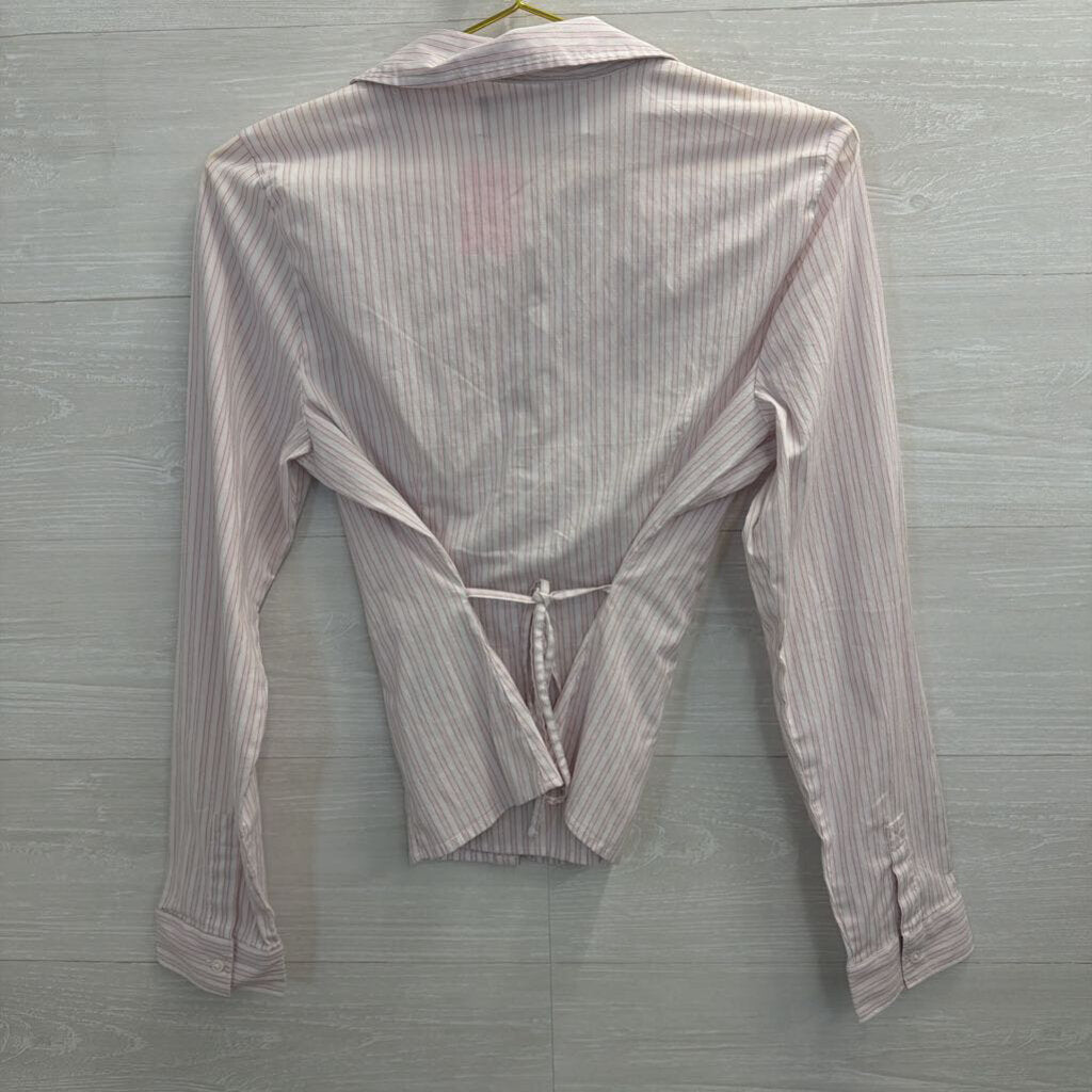 Hollister Pink Striped Long Sleeve Button Down Top Medium
