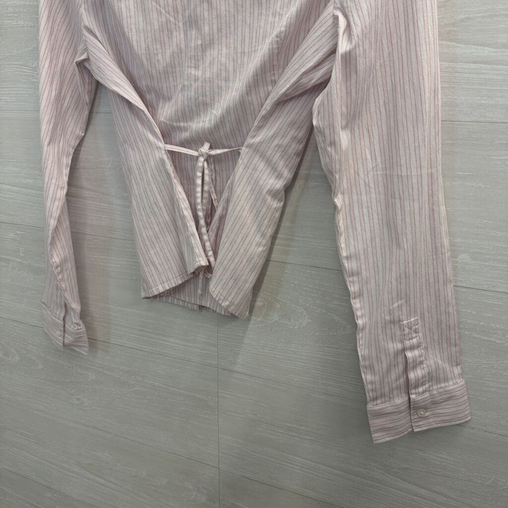 Hollister Pink Striped Long Sleeve Button Down Top Medium