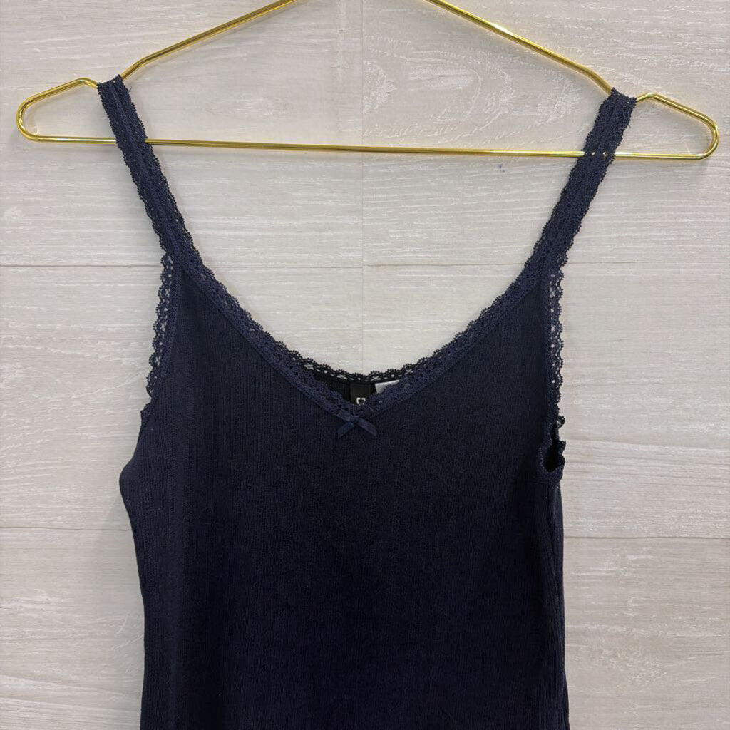 Navy Lace Trim Cropped Cami Small