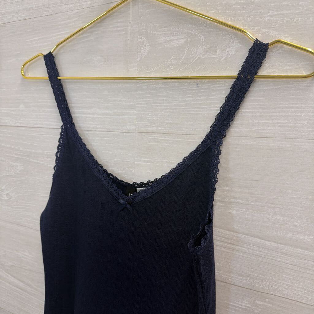 Navy Lace Trim Cropped Cami Small
