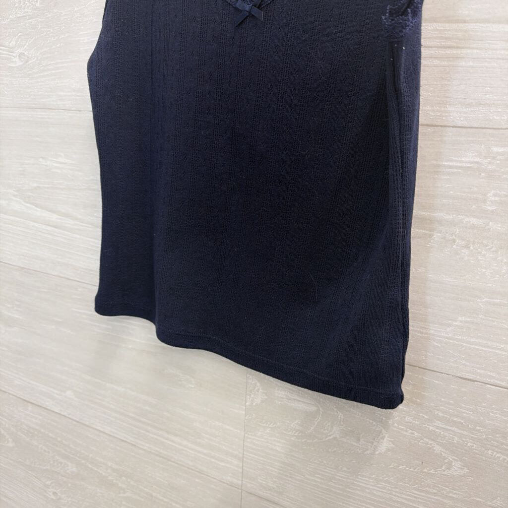 Navy Lace Trim Cropped Cami Small