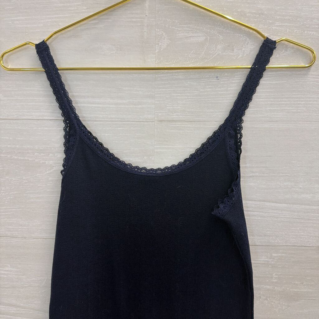 Navy Lace Trim Cropped Cami Small