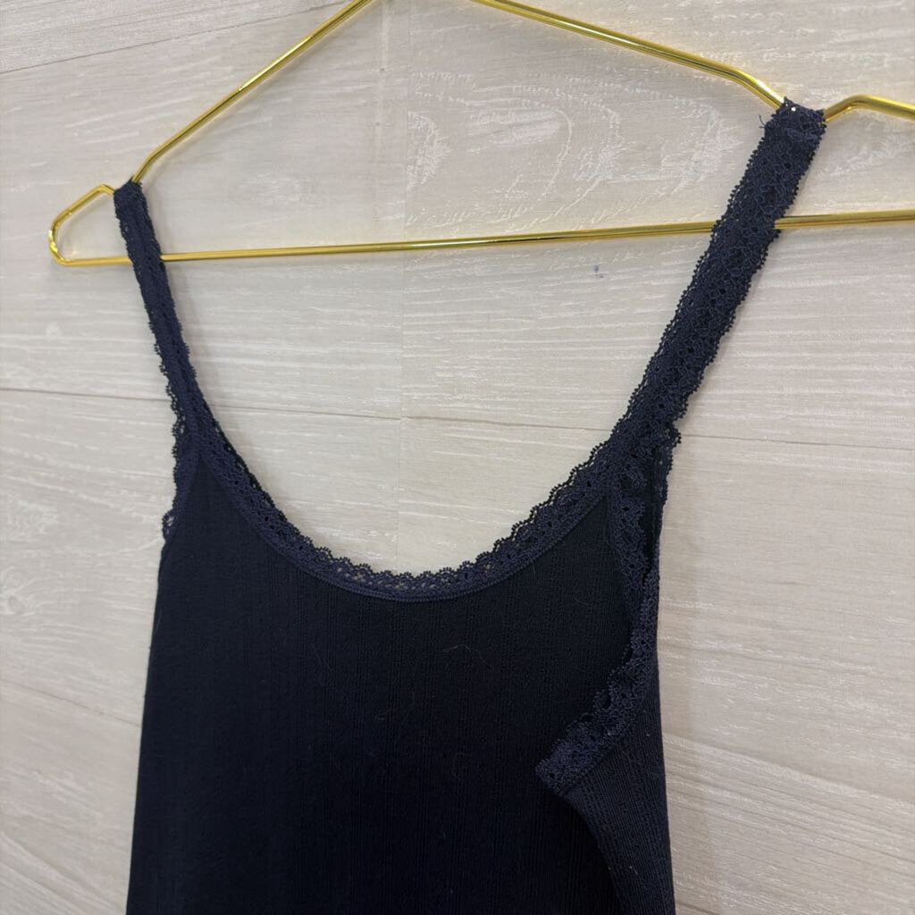 Navy Lace Trim Cropped Cami Small