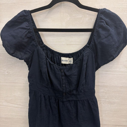 Hollister Navy Short Sleeve Tie Back Top Medium