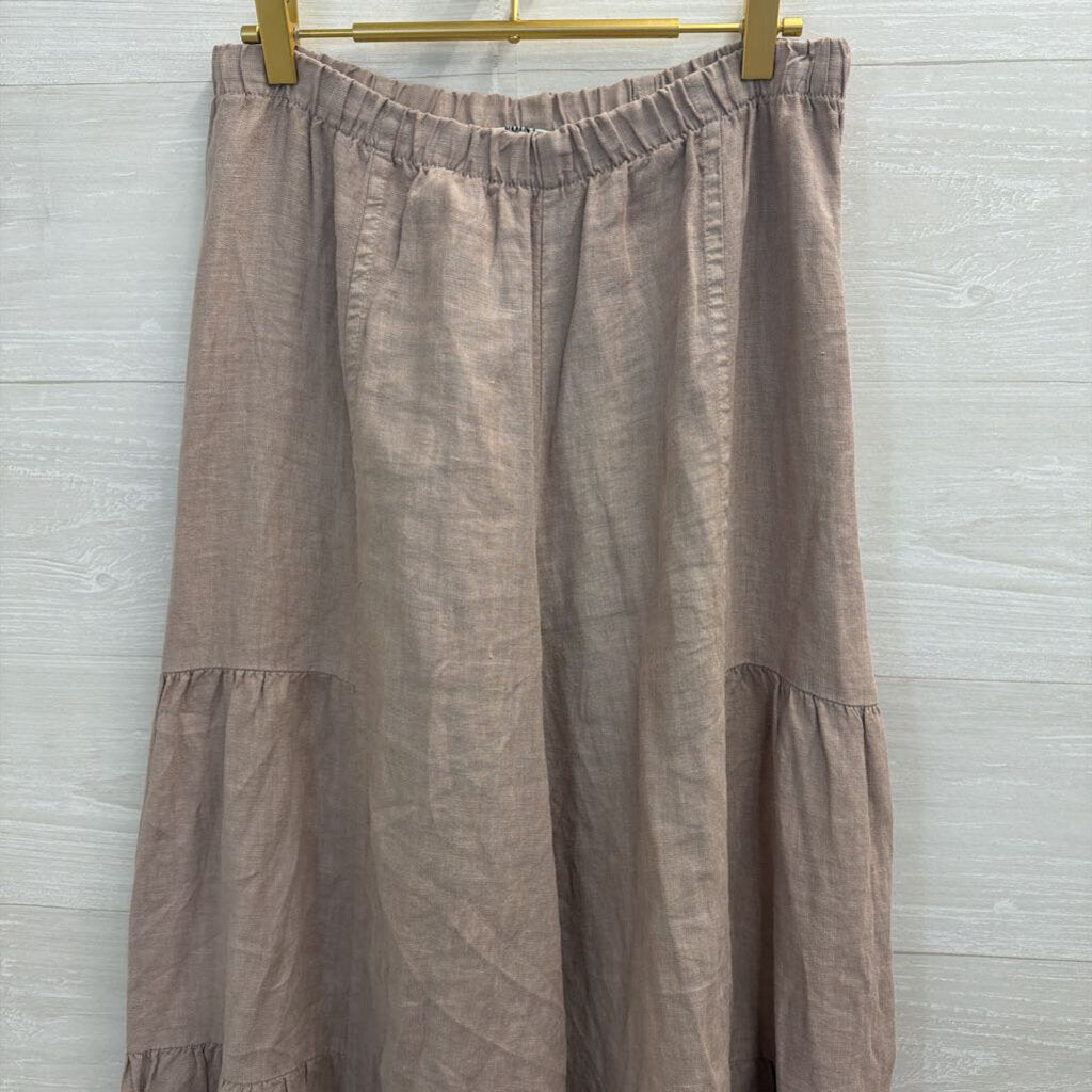 Match Point Beige 100% Linen Wide Leg Pull On Pants Medium
