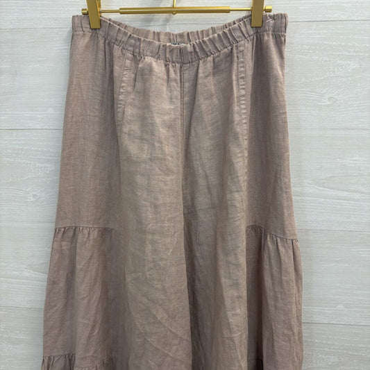Match Point Beige 100% Linen Wide Leg Pull On Pants Medium