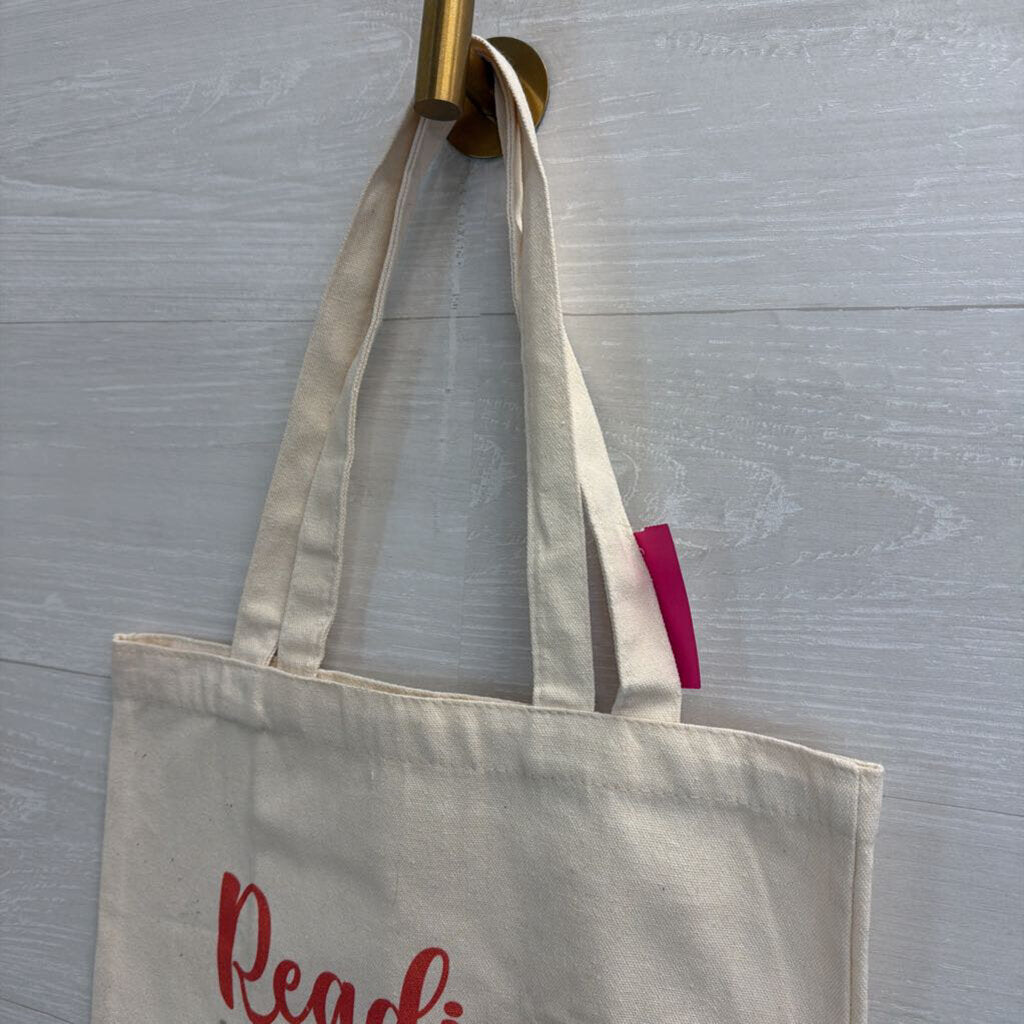 Beige/ Multi 'Reading Is When The Magic Happens' Canvas Tote Bag