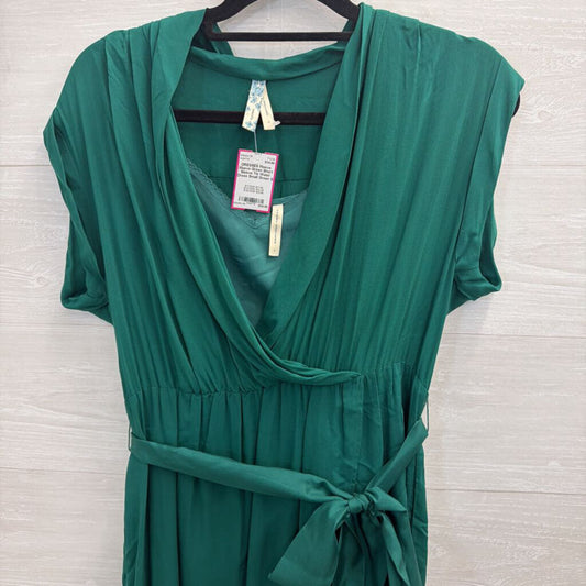 Maeve Green Short Sleeve Tie Waist Dress Small