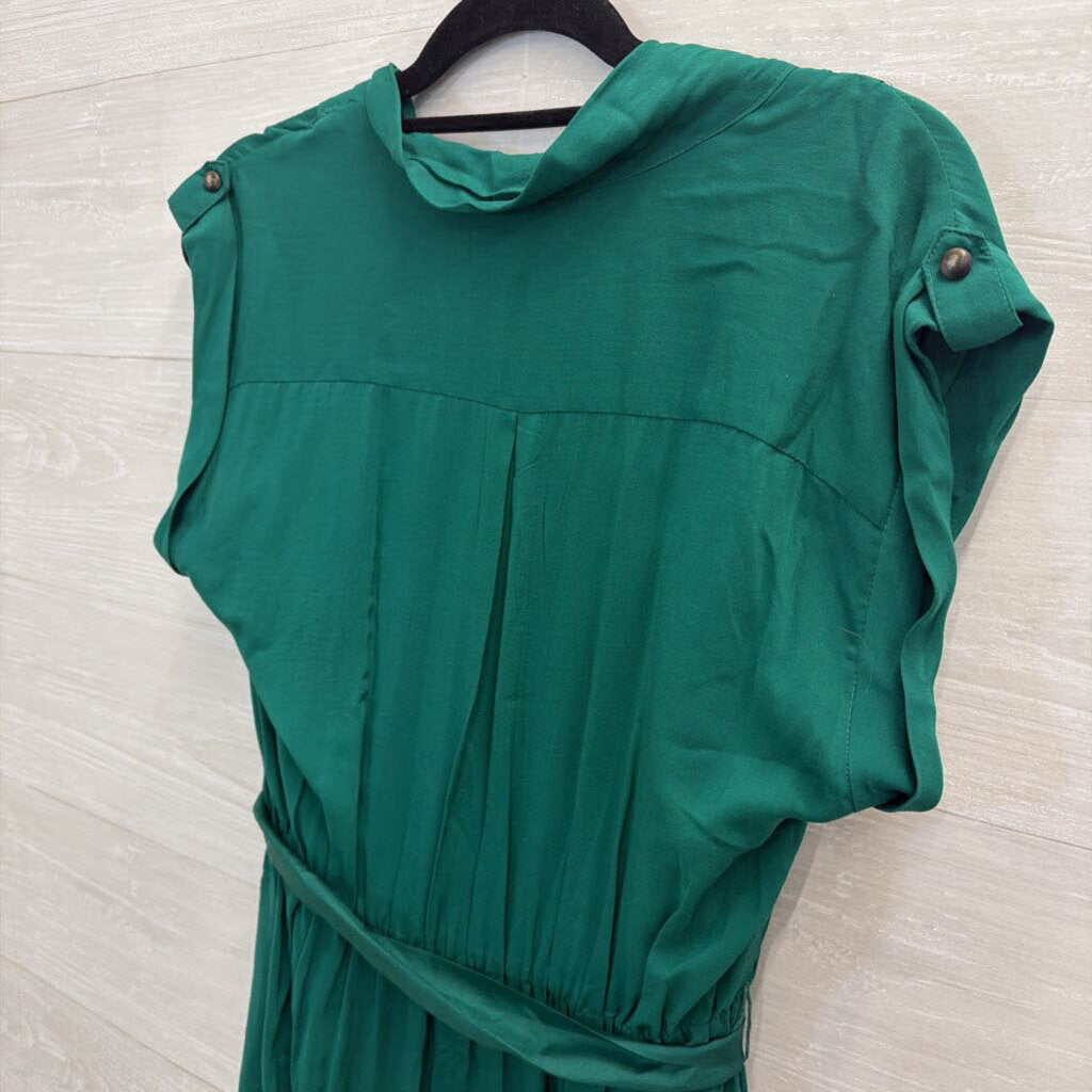 Maeve Green Short Sleeve Tie Waist Dress Small