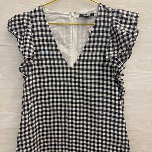 Madewell Navy/ White Gingham Short Ruffle Sleeve Dress 4