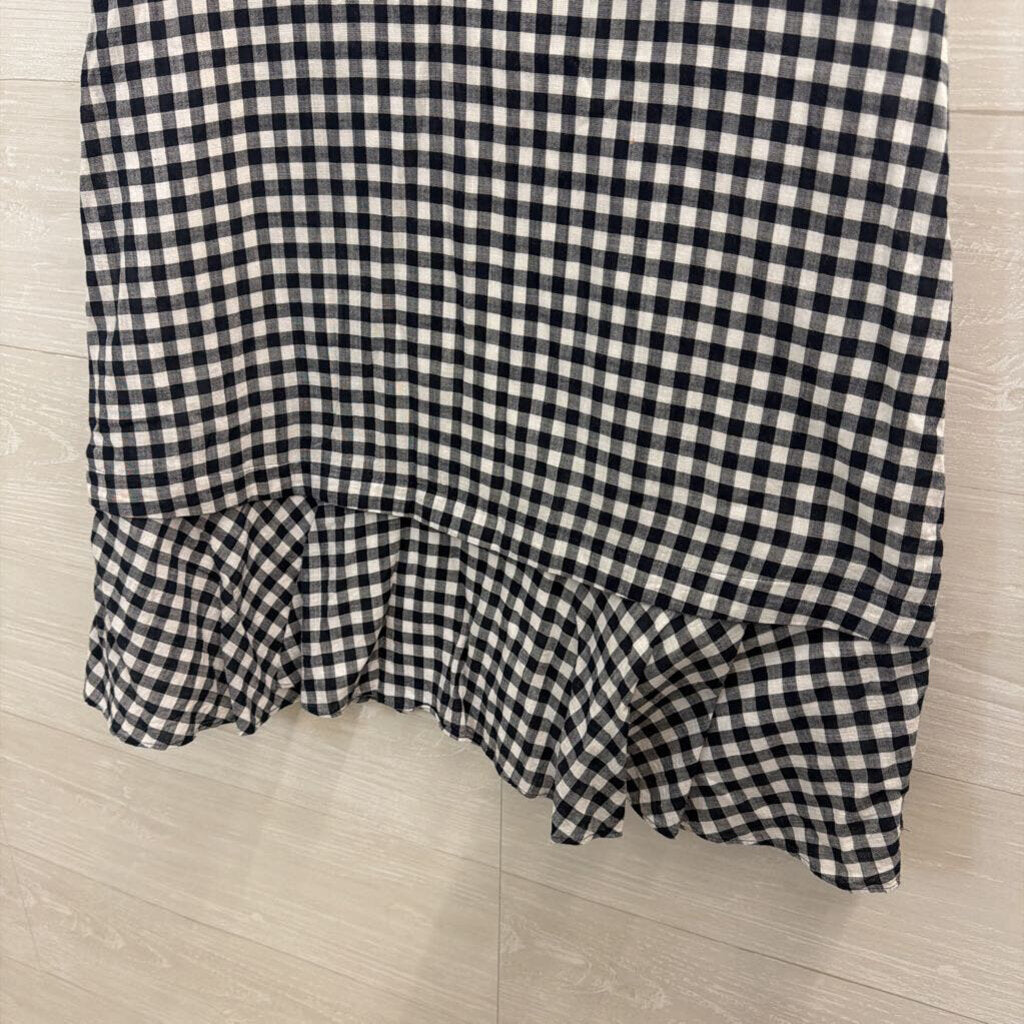 Madewell Navy/ White Gingham Short Ruffle Sleeve Dress 4
