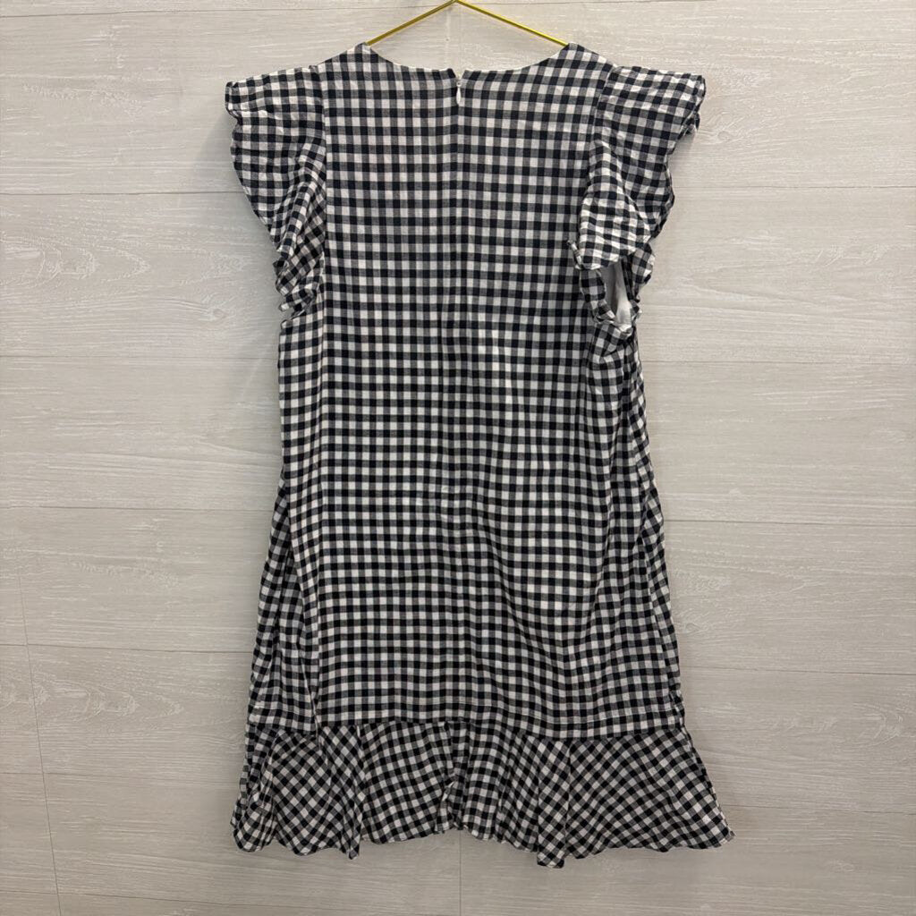 Madewell Navy/ White Gingham Short Ruffle Sleeve Dress 4