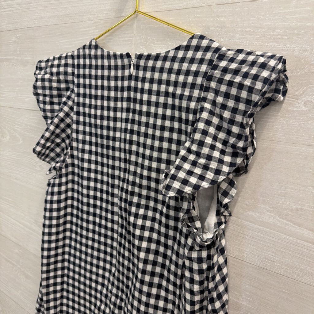 Madewell Navy/ White Gingham Short Ruffle Sleeve Dress 4