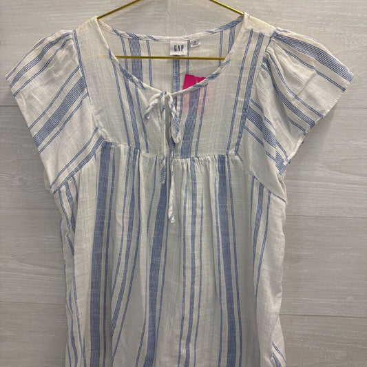Gap White/ Blue Striped Short Sleeve Top Small