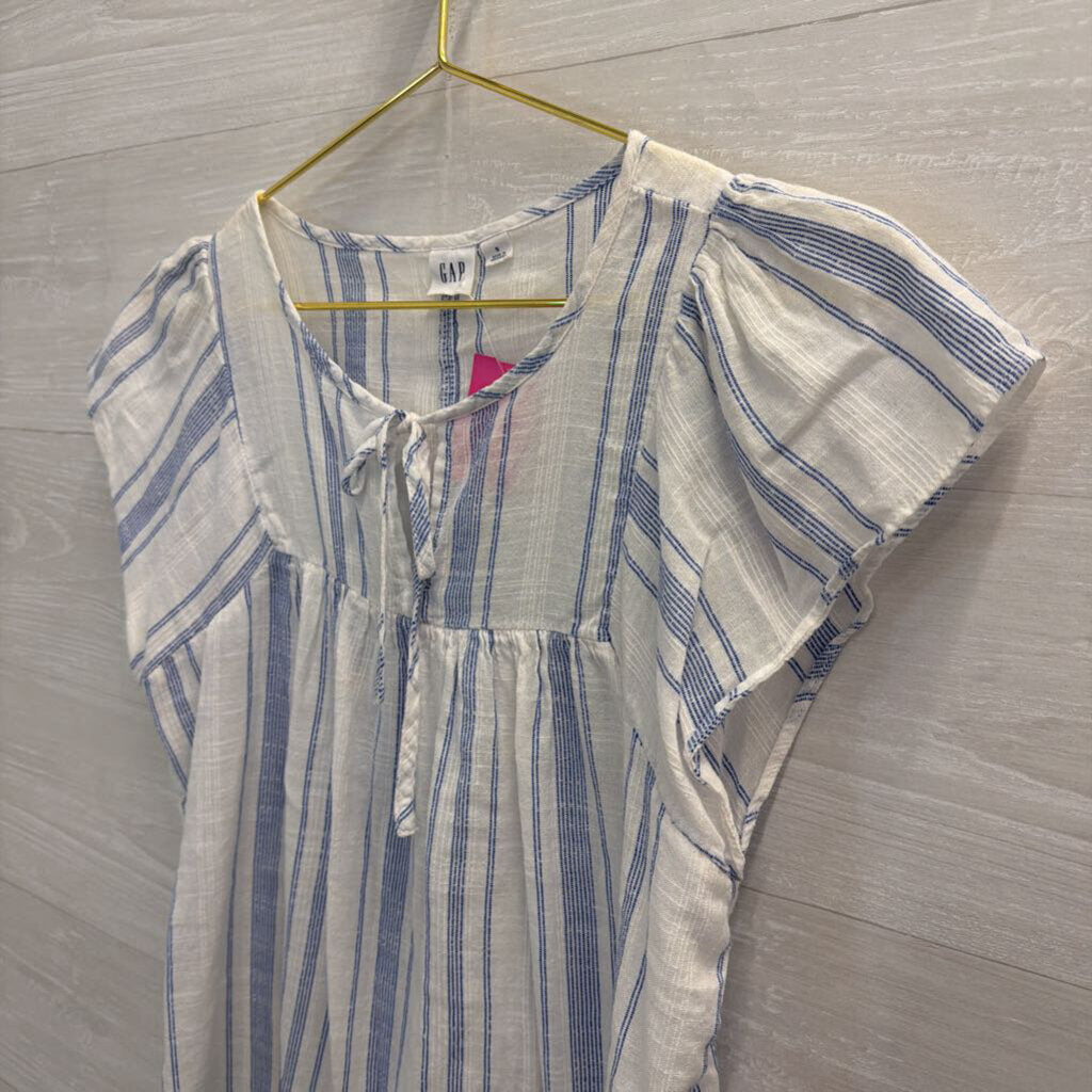 Gap White/ Blue Striped Short Sleeve Top Small