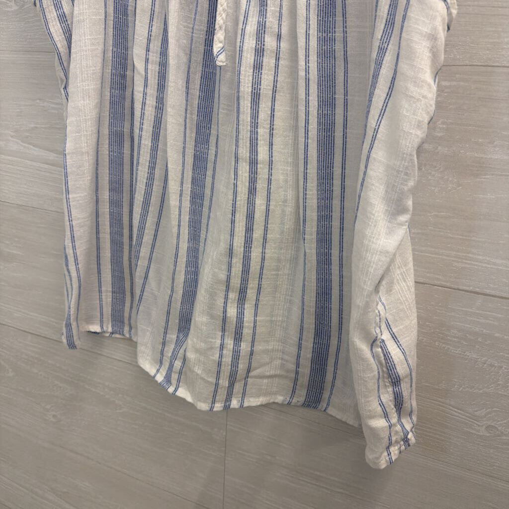 Gap White/ Blue Striped Short Sleeve Top Small