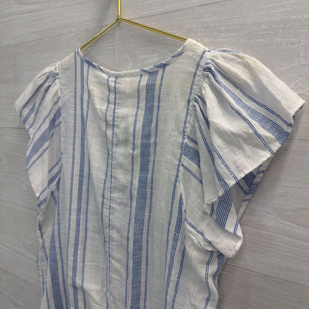 Gap White/ Blue Striped Short Sleeve Top Small
