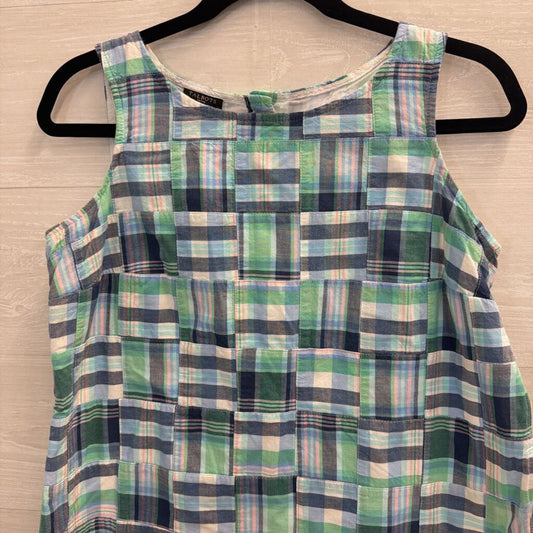 Talbots Blue/ Green Plaid Tank Top Small Petite