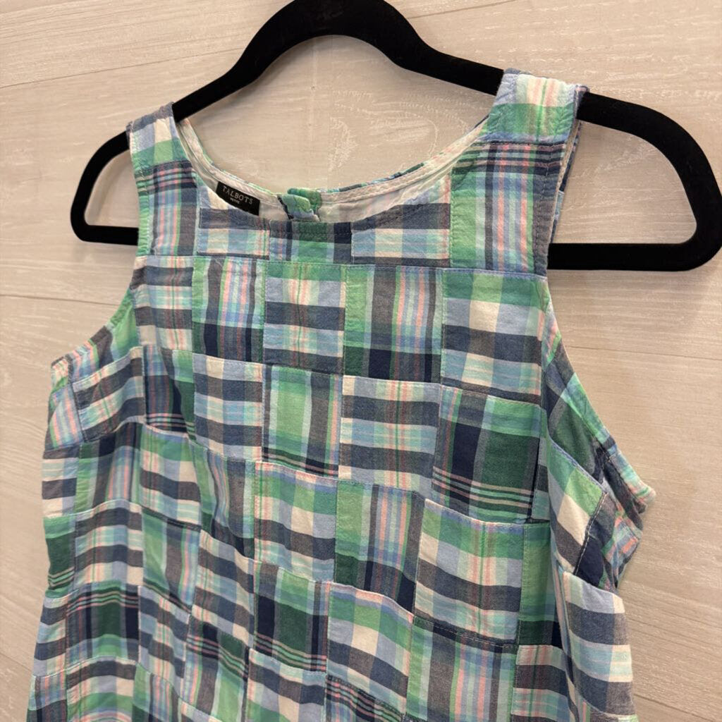 Talbots Blue/ Green Plaid Tank Top Small Petite