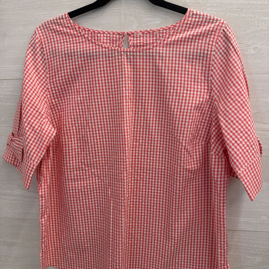 Red/ White Gingham Short Sleeve Top Medium