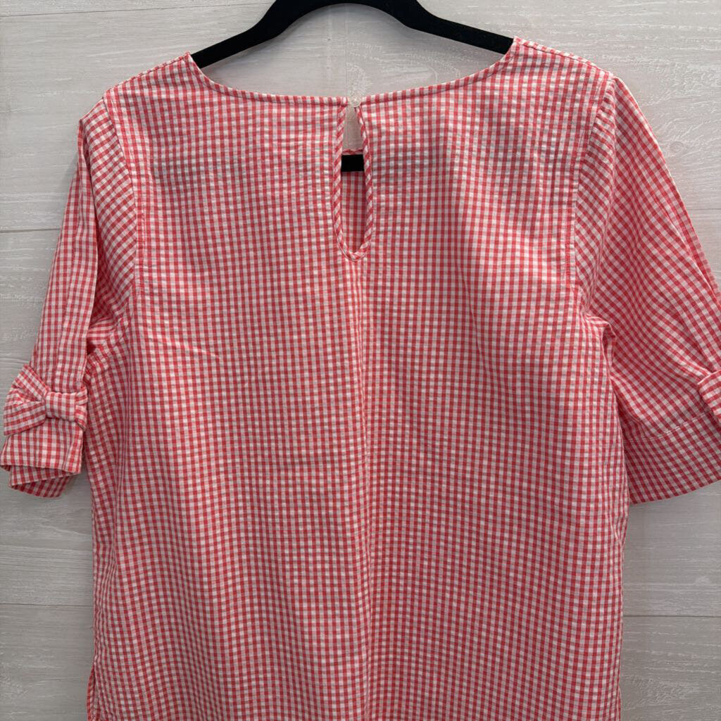 Red/ White Gingham Short Sleeve Top Medium